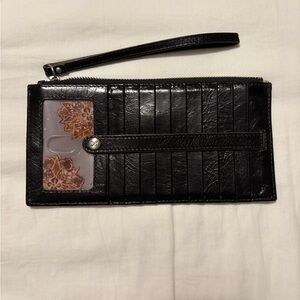 HOBO Black Zip Card Wristlet with Branded Interior